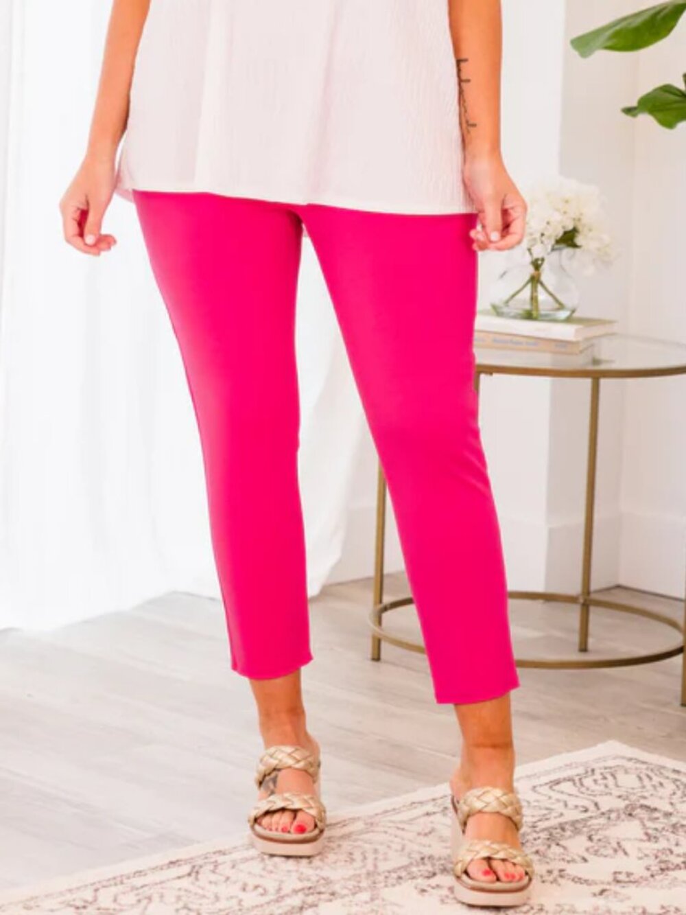 SOHO Stretchy Business Casual Pants in Hot Pink